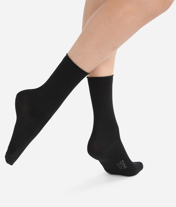 DIM Pack of 2 pairs of black cotton modal socks for women