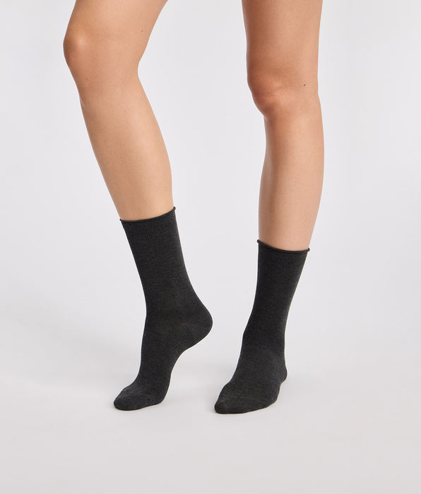 DIM Pack of 2 women’s socks in light grey, anthracite grey Modal