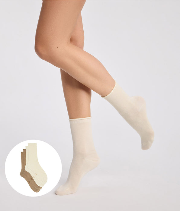 DIM 2-pack women's taupe and beige Modal socks