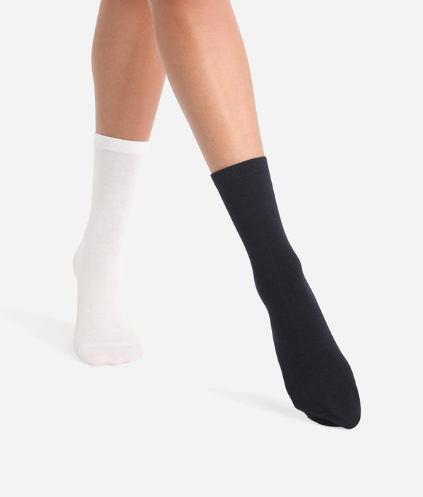 DIM Pack of  2 pairs of Cashmere Blue Grey Basic Cotton Women's Socks