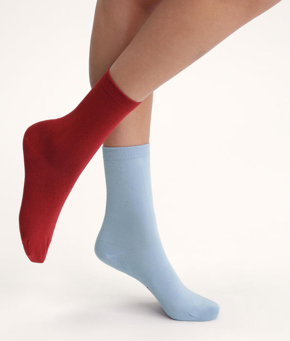 DIM Pack of 2 pairs of women's socks Red Blue Cotton