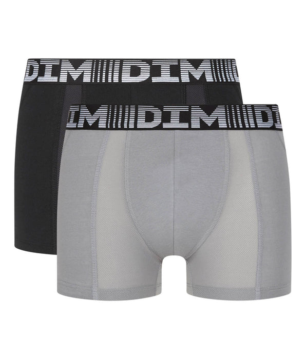 DIM 3D Flex Air Pack of 2 men's black-pearl grey anti-perspirant boxers