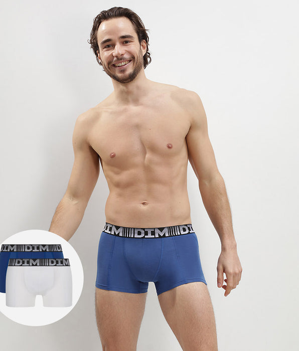 DIM 3D Flex Air Pack of 2 men's steel blue-white anti-perspirant boxers