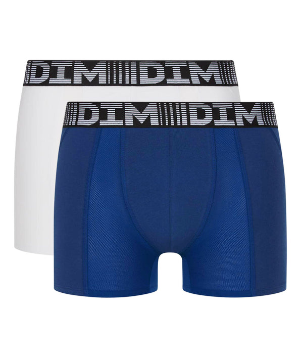 DIM 3D Flex Air Pack of 2 men's blue-white anti-perspirant long boxers
