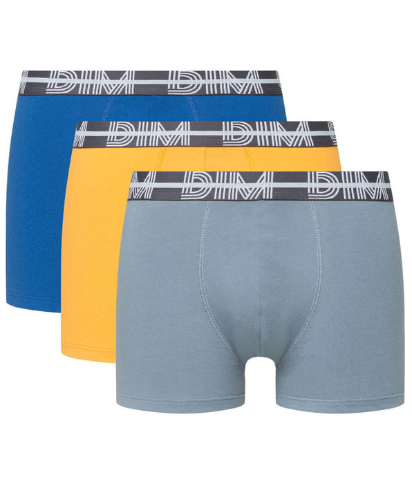 DIM Dim Powerful pack of 3 stretch cotton trunks with graphic waistband in blue