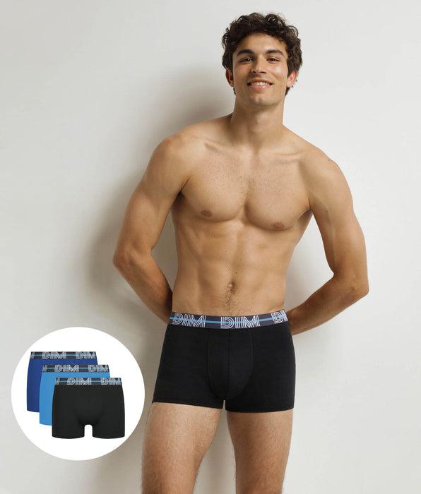 DIM Pack of 3 men's boxer shorts Black Blue Powerful
