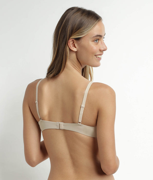 DIM Nude microfiber and tulle push-on bra Dim Daily Confort