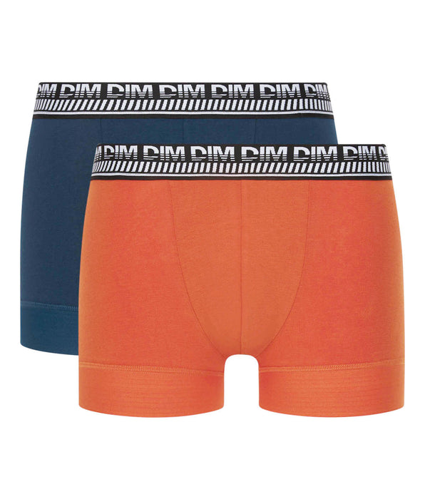 DIM Stay and Fit Pack of 2 men's blue- orange stretch cotton boxers