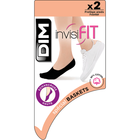 DIM Pack of  2 white trainer foot protectors for InvisiFit 107D odour resistant trainers