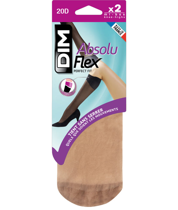 DIM Pack of 2 pairs of caramel AbsoluFlex 20 transparent knee highs