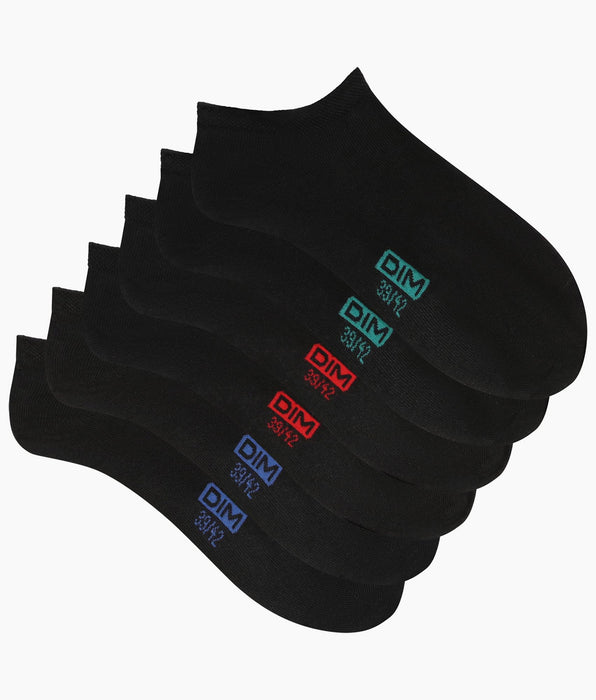 DIM Pack of 3 pairs of men's ankle socks Black Dim Cotton