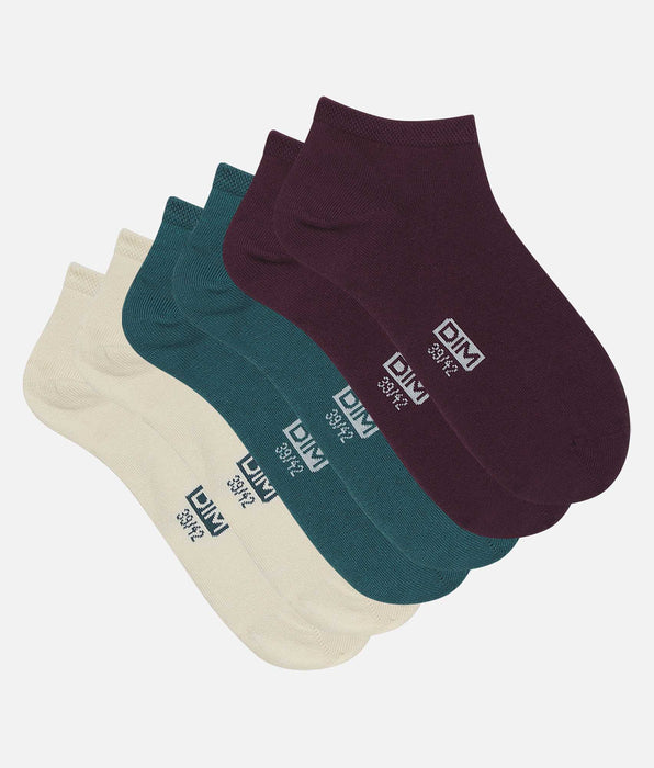 DIM Pack of 3 Pairs of Men's Blue Violet Cotton Socks