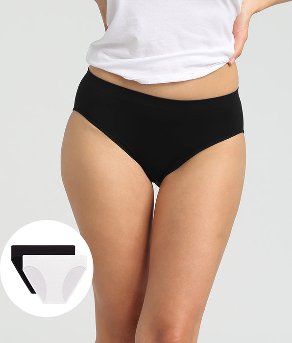 DIM Pack of 2 black and white seamless microfibre panties Les Pockets Eco