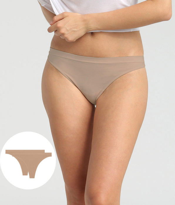 DIM Pack of 2 New Skin Microfiber Thongs for Women