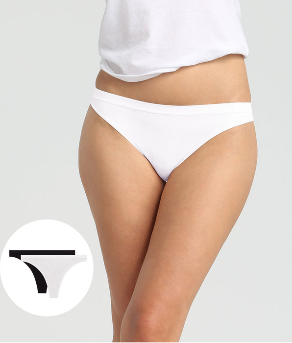 DIM Pack of 2 black and white seamless thongs Les Pockets EcoDim