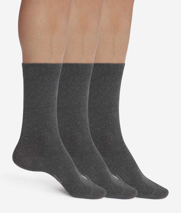 DIM Pack of 3 Pairs of Men's Anthracite Mottled Dim Cotton Socks