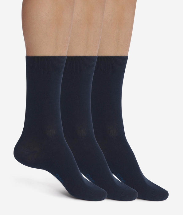 DIM Pack of 3 Pairs of Dim Navy Cotton Comfort Men's Socks