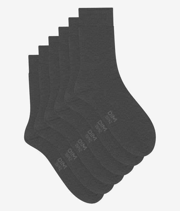 DIM Pack of 3 Pairs of Men's Anthracite Comfort Cotton Socks Dim