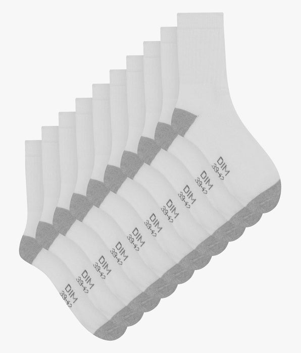 DIM Pack of 5 pairs of EcoDim Sport Men's White and Grey Socks