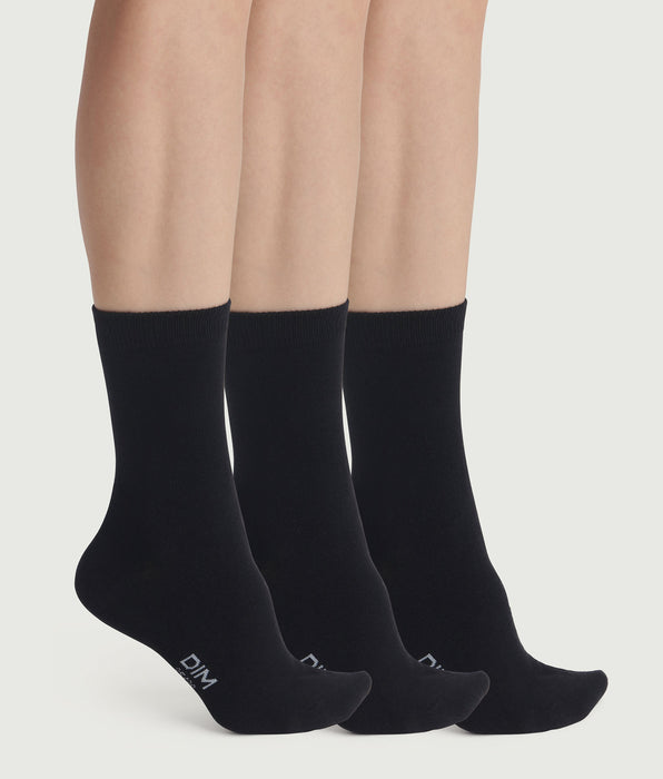 DIM Pack of 3 pairs of women's socks Black Cotton Nice Price