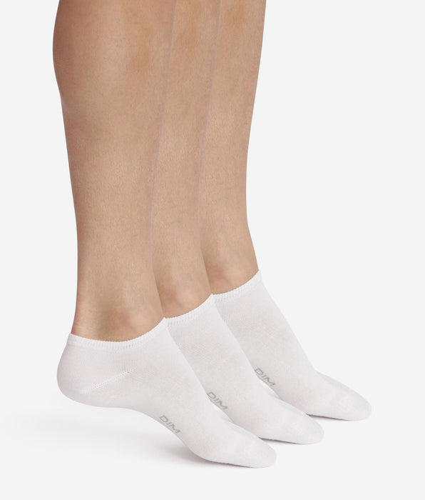 DIM Pack of 3 Pairs of Men's Short Socks White Dim Cotton