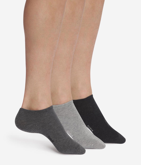DIM Pack of 3 pairs of Dim Coton Anthracite short socks