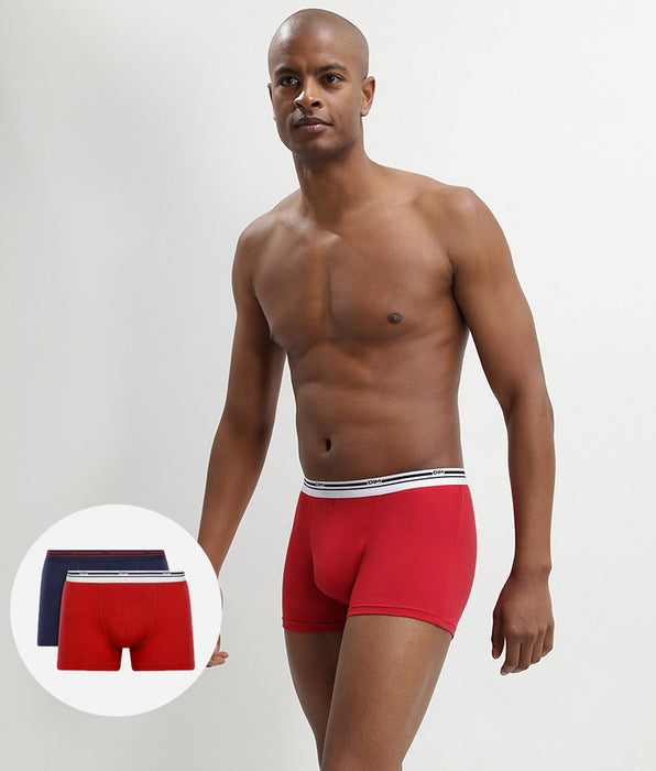 DIM 2 Pack stretch cotton trunks Lava Red and Denim Blue Daily Colors