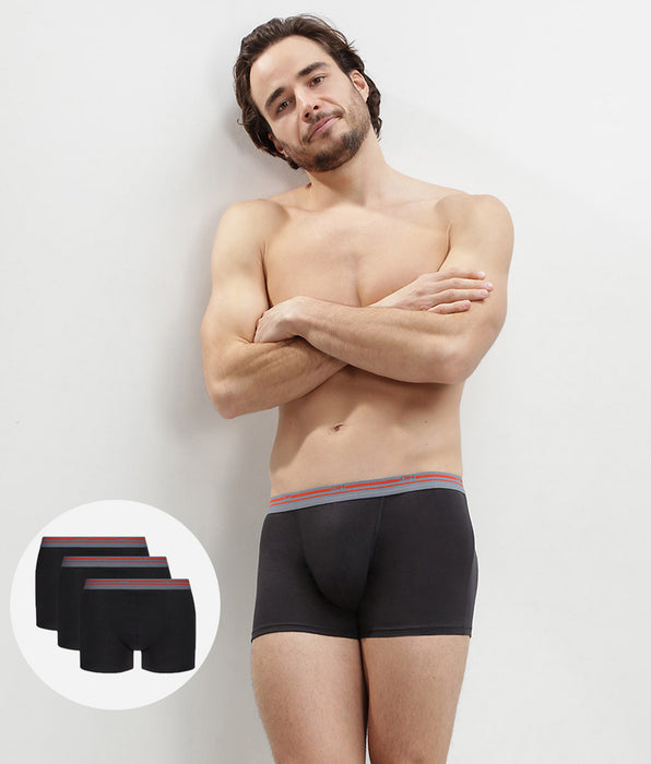 DIM 3 Pack men's stretch cotton trunks Black Daily Colors