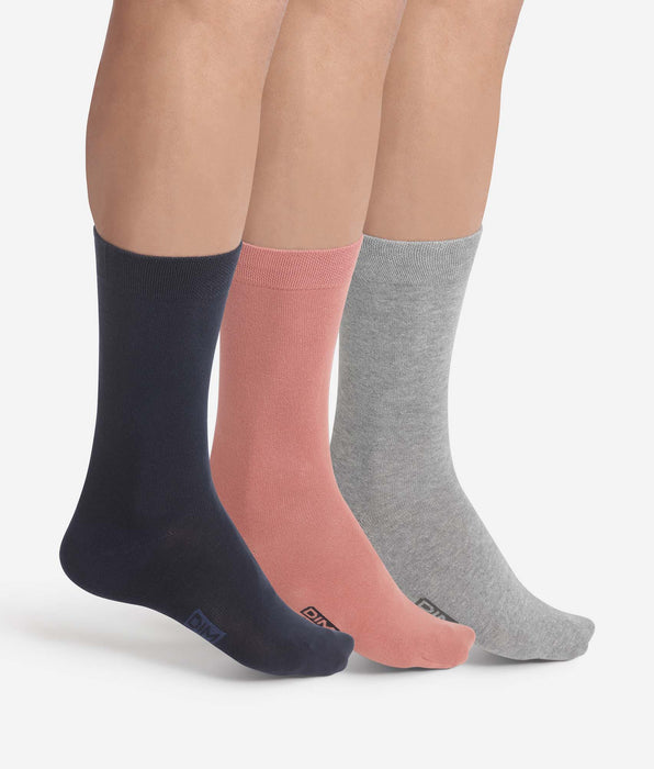 DIM Pack of 3 Pairs of Men's Cotton Socks Navy Pink Dim