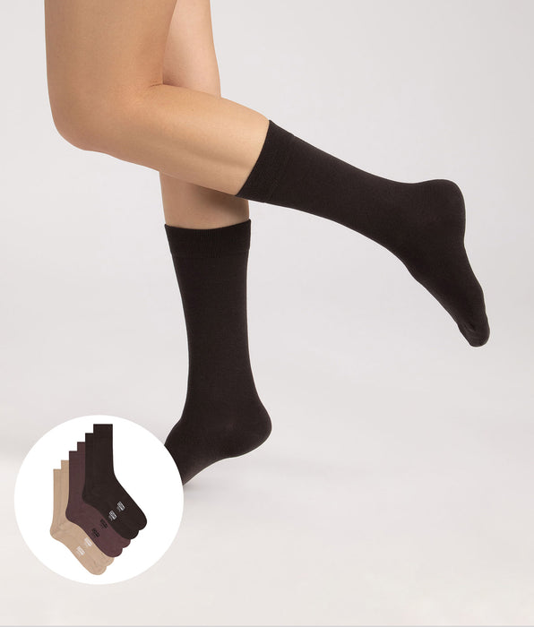 DIM Pack of 3 men's socks in cassis, chocolate and taupe Cotton