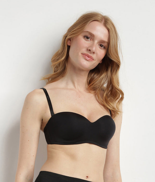 DIM Strapless Non-Wired Black InvisiFree Bra