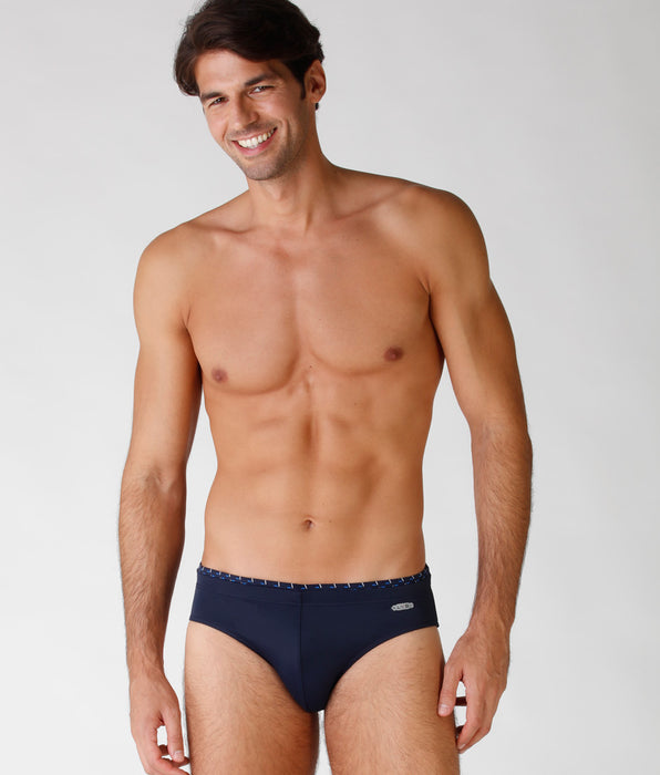 DIM Men's Midnight Blue Microfibre Swim Briefs