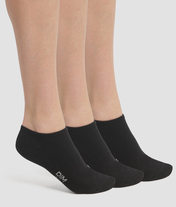 DIM Pack of 3 Women's Short Socks Black Dim Cotton
