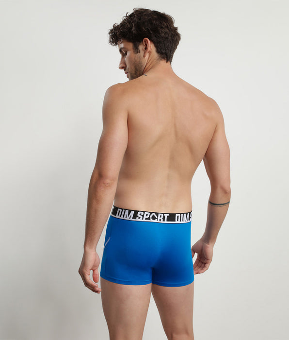 DIM Pack of 3 men's Blue Dim Sport thermo-regulating microfibre boxers