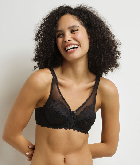 DIM Black lace full cup bra Generous Essentiel
