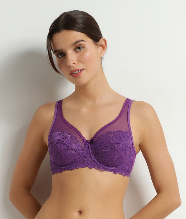 DIM Generous Essentiel Violet lace full cup bra