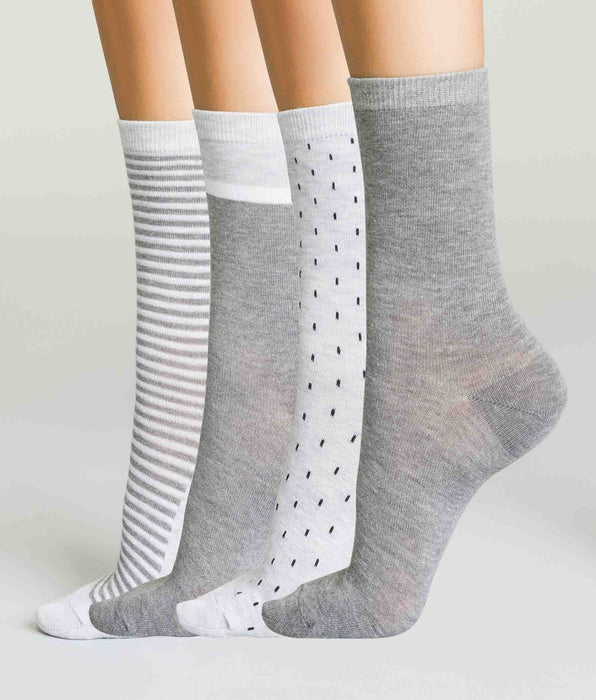 DIM Pack of 4 pairs of Ecodim Women's Medium and Light Grey Knee Socks