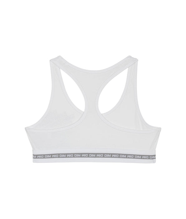 DIM Dim Sport Girl's stretch  White  cotton bra with silver print