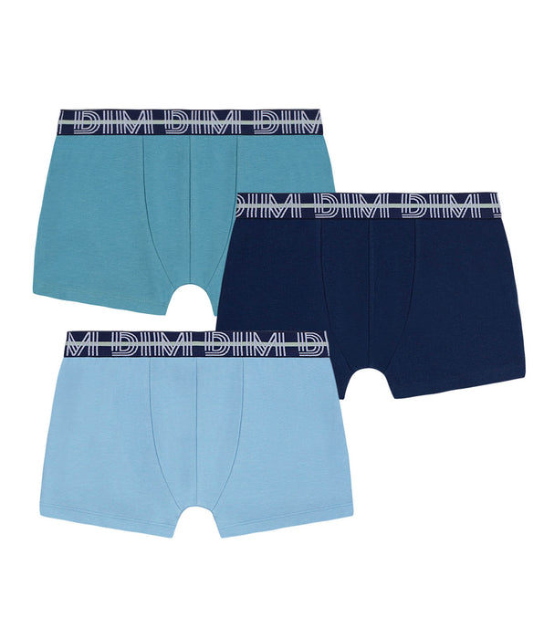 DIM Pack of 3 boys' stretch cotton boxer shorts with contrasting waistband Adriatique EcoDim