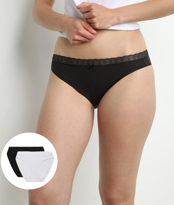DIM Pack of 2 black and white women's panties DIM Fashion