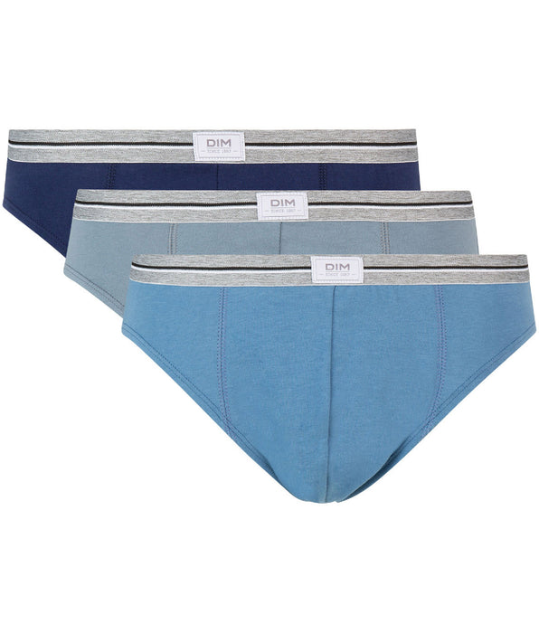 DIM Ultra Resist 3 pack resistant stretch cotton briefs in grey and denim blue