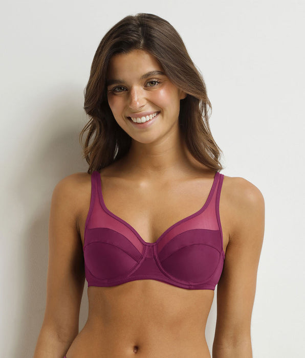 DIM Generous Bordeaux underwired push-on bra