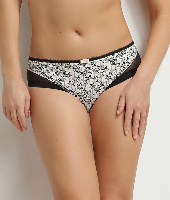 DIM Dim Generous women's microfibre and tulle knickers with palm tree print