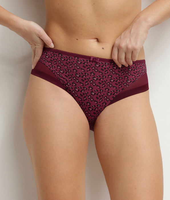 DIM Dim Generous red brown microfibre and tulle women's briefs