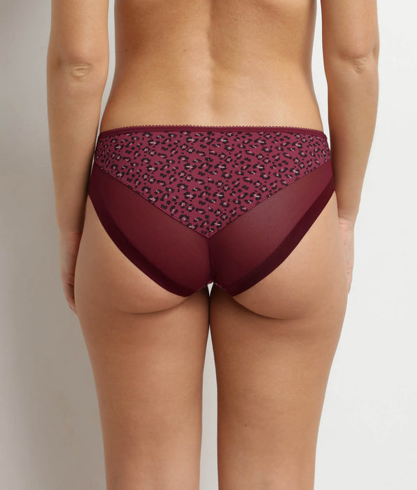 DIM Dim Generous red brown microfibre and tulle women's briefs