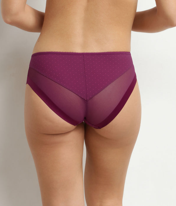 DIM Dim Generous women's microfibre and tulle knickers with burgundy polka dots