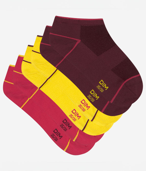 DIM Pack of 3 pairs of light impact short socks Bordeaux Dim Sport