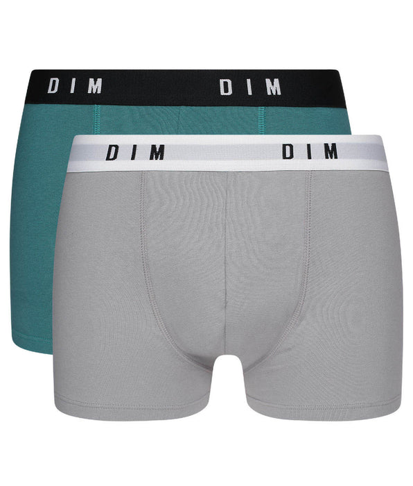 DIM Dim Originals Pack of 2 men's boxers in stretch cotton  in steel emerald green