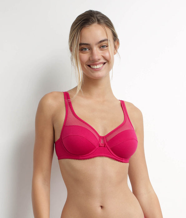 DIM Underwired push-up bra Generous Red Organic Cotton Dim