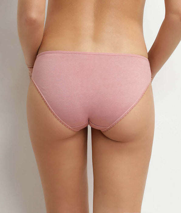DIM Women's microfibre and plumetis tulle knickers in Rose Generous Organic Cotton